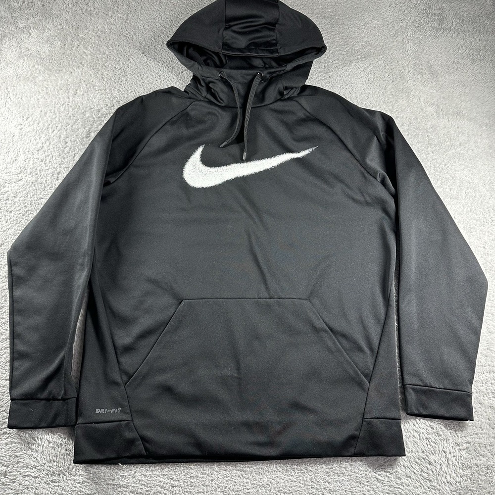 Nike‎ Dri FIt Hoodie Mens Large Black Cowl Neck Poly Minimalist Essential